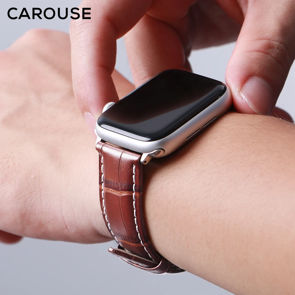 Ремешок для часов Carouse из натуральной коровьей кожи для Apple Watch, ремешок 38 мм, 42 мм, серия 4/3/2/1 iwatch, ремешок для Apple Watch, браслет 40 мм, 44 мм