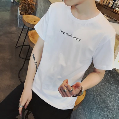 

Men's short sleeve t-shirt summer trend handsome casual half sleeve 6591