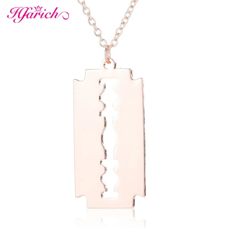 Rose Necklace Hfarich, ожерелья с подвесками из нержавеющей стали с лезвиями, мужские ювелирные изделия, стальные мужские ожерелья в форме бритвы и подвески, колье для женщин - Окраска металла: Rose Necklace