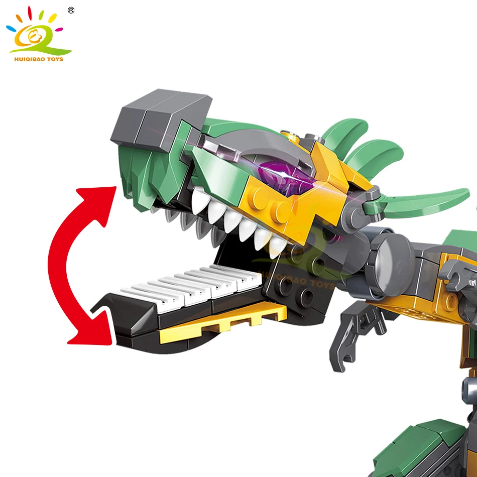 

HUIQIBAO 362pcs Jurassiced War Robotic Dinosaur Mecha Building Blocks Ninja Dragon Knight Figures World Weapon Park Bricks Toys