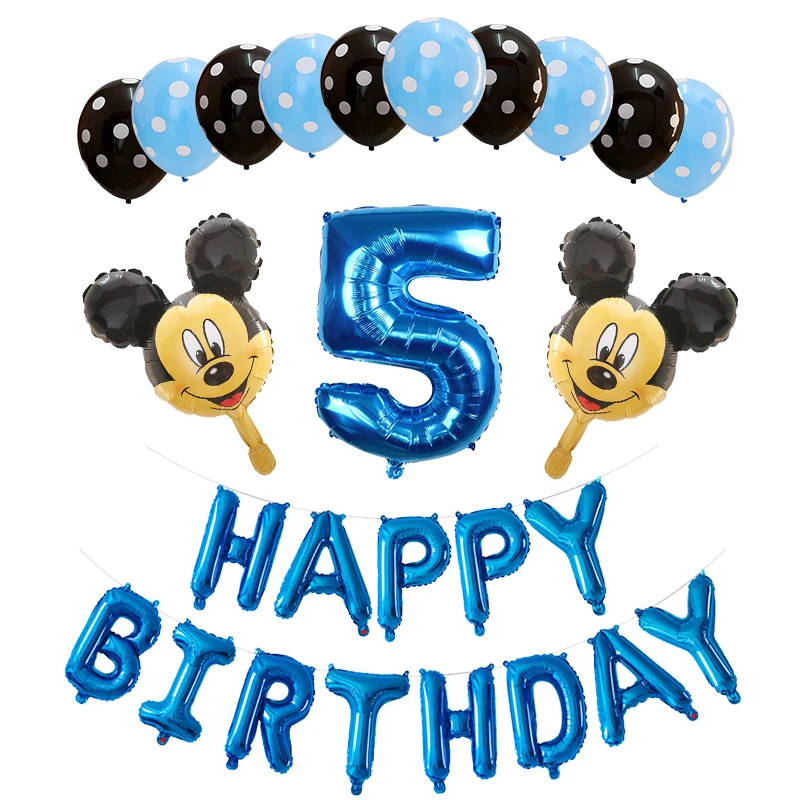 blue 5 years old 26 шт с Микки Маусом и Минни Маус комплект 3" розового и синего цвета фольгированные буквы «С Днем Рождения» шар для мальчиков и девочек 1 2 3 4 5 6 7 8 9 лет старый вечерние Декор поставки - Цвет: blue 5 years old