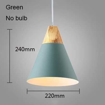 Green 220mm no bulb Подвесной светильник светильник подвесной люстра лофт подвесные светильники лофт декор светильник люстра светильник лофт люстра детская люстра для кухни люстра на кухню светильники подвесные - Цвет корпуса: Green 220mm no bulb