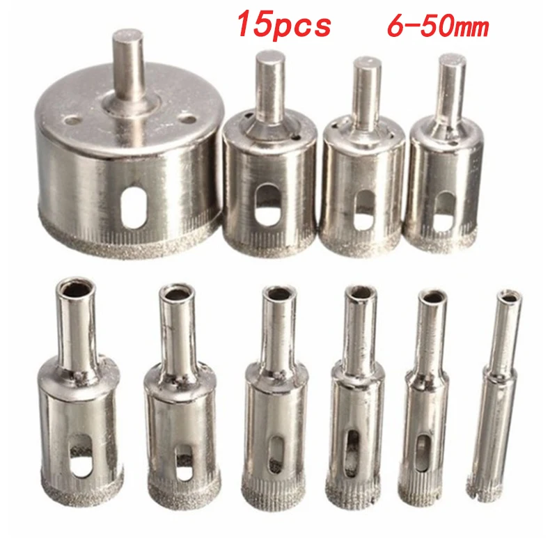 15/10 pcs power multi tool drill bits Diamond Coated for glass tile granite Ceramic hole Saw Drilling Bits 3mm-60mm | Инструменты