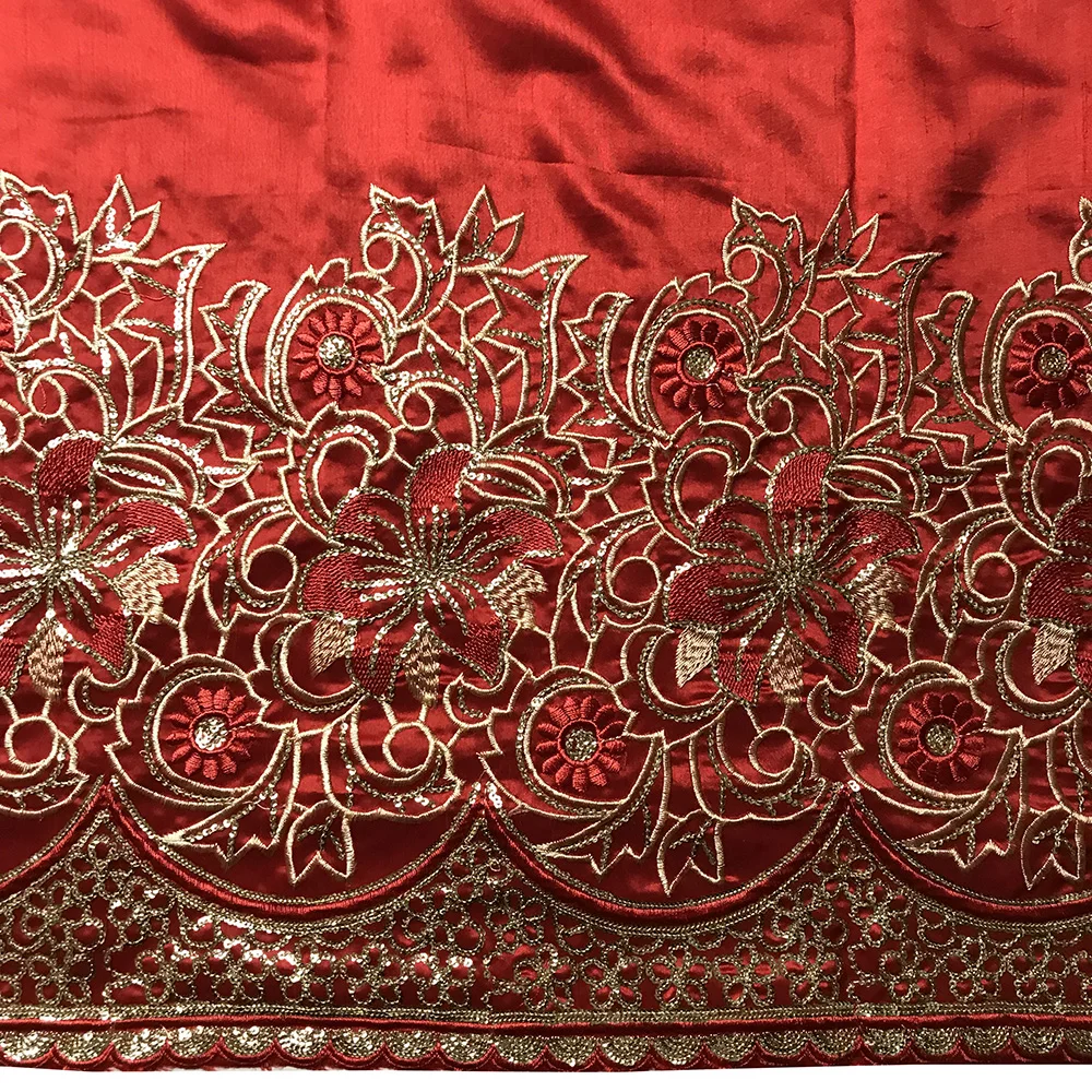 2020 новейшие африканские блестки George кружевная ткань красный шелк сырец хлопок 2