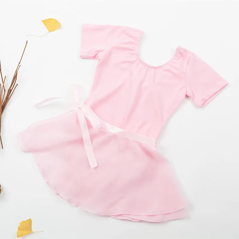 Детская танцевальная одежда из двух предметов гимнастический трико с коротким