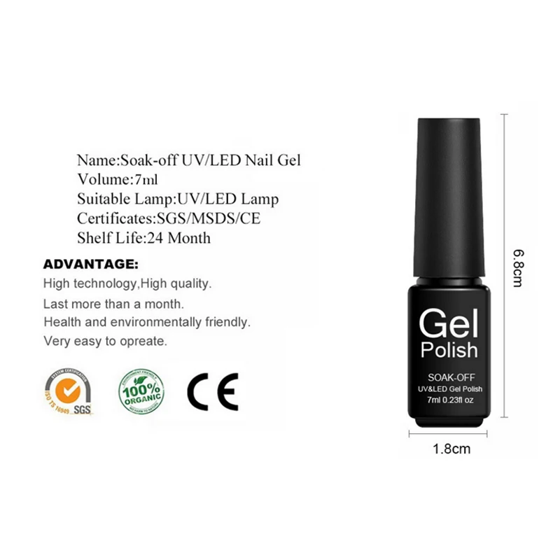 7 мл гель для дизайна ногтей черно белый УФ светодиодный Гель лак длительное