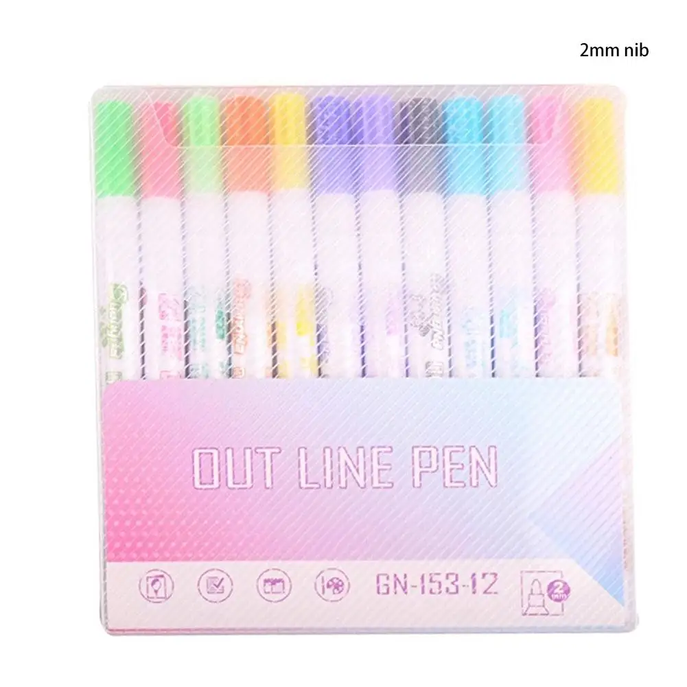 

153-Color Double Line Outline Pen Highlighter Metal Color Signature Pen DIY Fantasy Highlighter Hook Line Pen Set Marker Pens