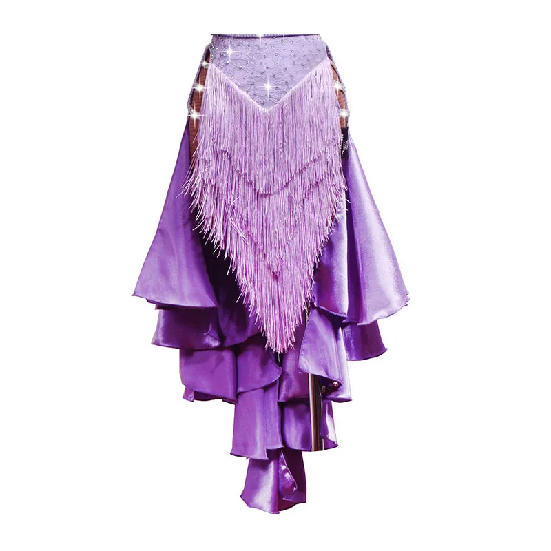 

New Sparkly Rhinestones Latin Dance Dress Women Competition Fringed Dresses Salsa Rumba Samba Costumes Ballroom Tango Clothes