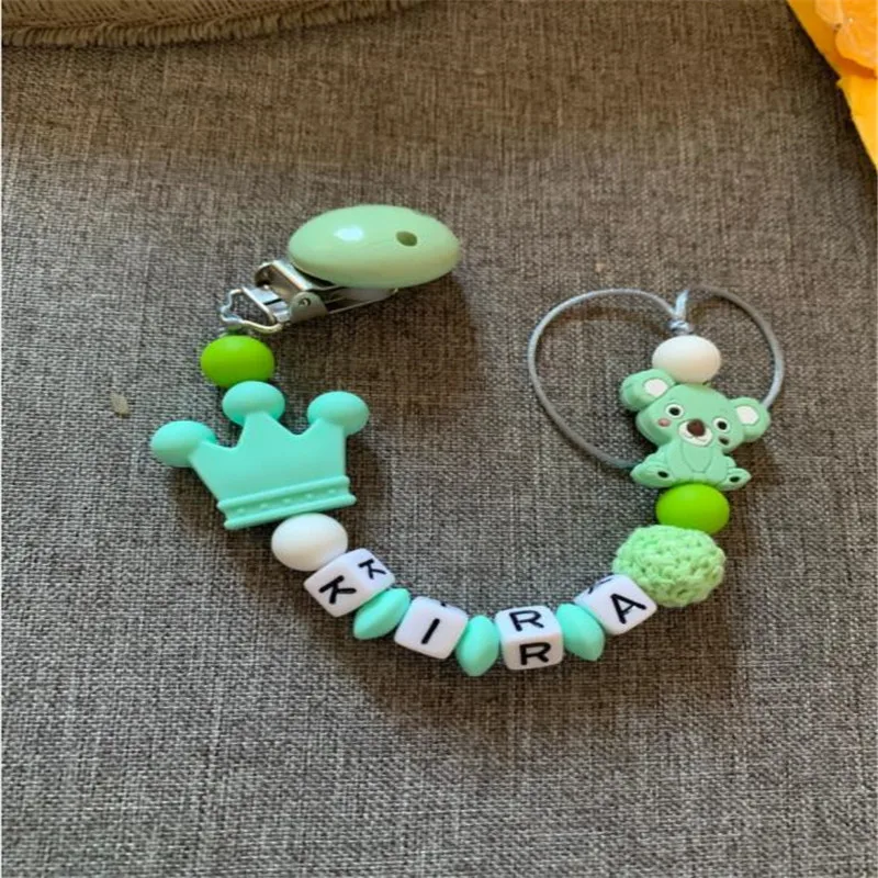 

Personalized Name Baby Pacifier Clips Koala Pacifier Chain Holder for Baby Teething Soother Chew Toy Dummy Clips