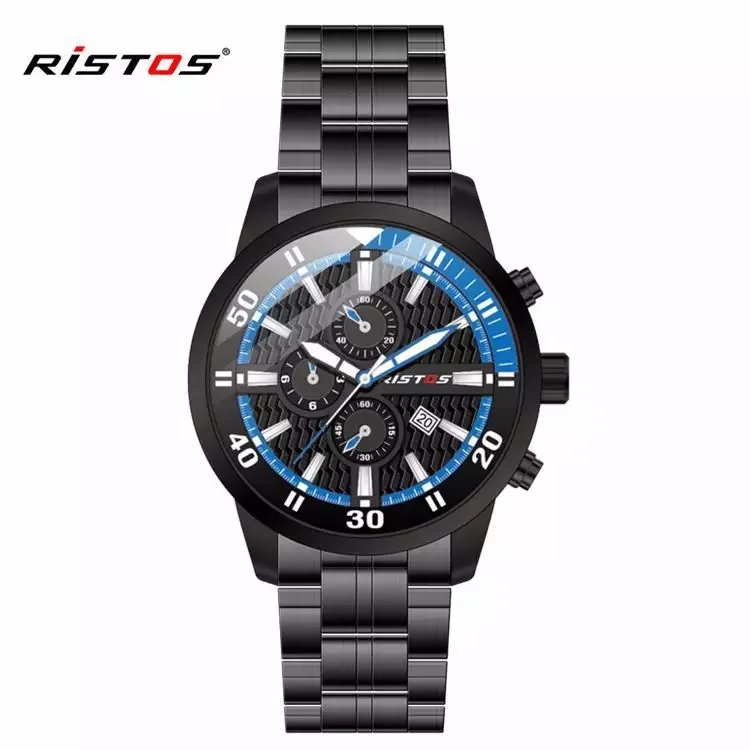 

2021RISTOS luxury fine steel makes waterproof luminous calendar quartz men's watch business sports outdoor military watch