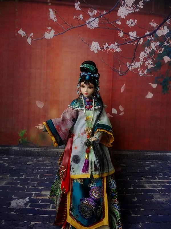 32cm Collectible Chinese Dolls Vintage Qing Dynasty Girl Doll Traditional Oriental Toys Christmas Birthday Gifts