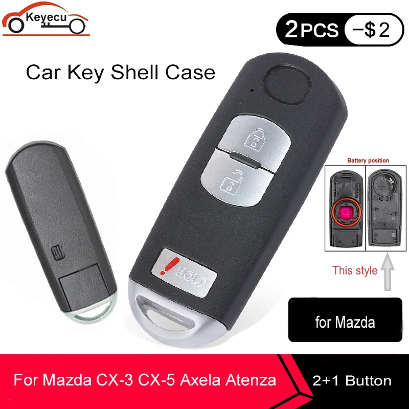 KEYECU 2 + 1 кнопка 3 кнопки Замена дистанционного ключа автомобиля чехол Fob для Mazda 5 6 CX