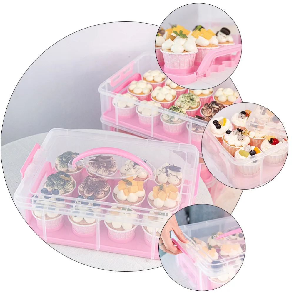 

1pc Double Layer Dessert Packing Box Baking Muffin Box Bakery Clear Cupcake Box