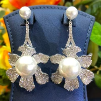 kellybola sweet flower pearl pendant earrings womens wedding anniversary celebration daily jewelry exquisite japan korea trendy