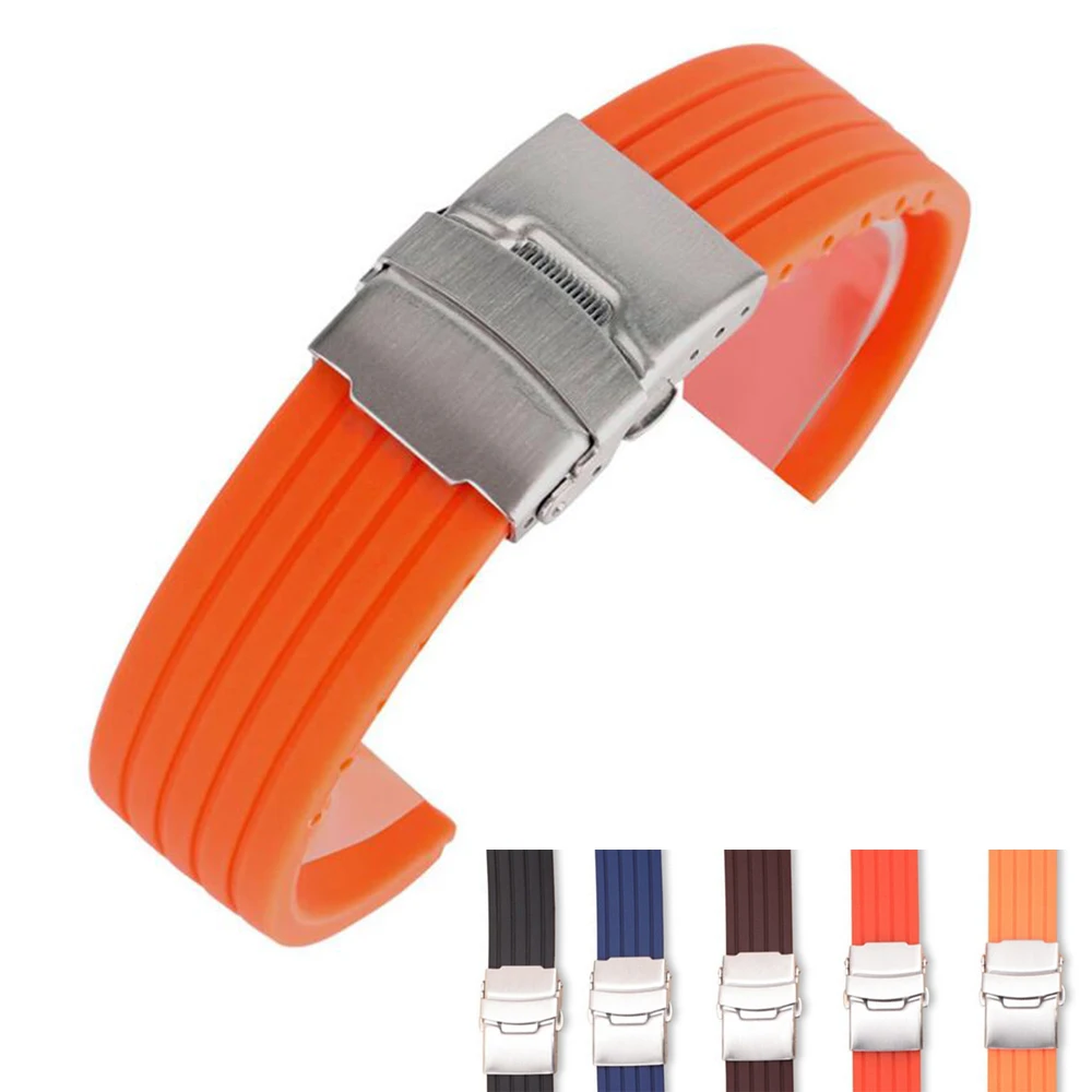 Ремешок силиконовый для наручных часов резиновый водонепроницаемый спортивный