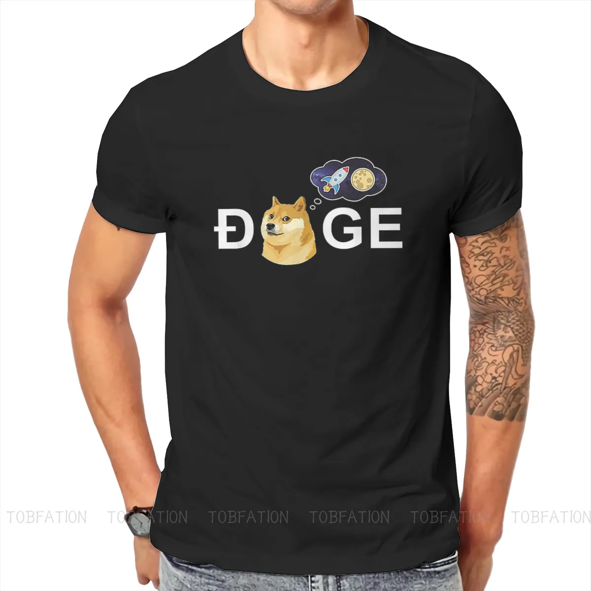

Bitcoin Cryptocurrency Art Dogecoin HODL To the Moon Crypto Meme T Shirt Classic Large Cotton Men's Clothing Crewneck TShirt