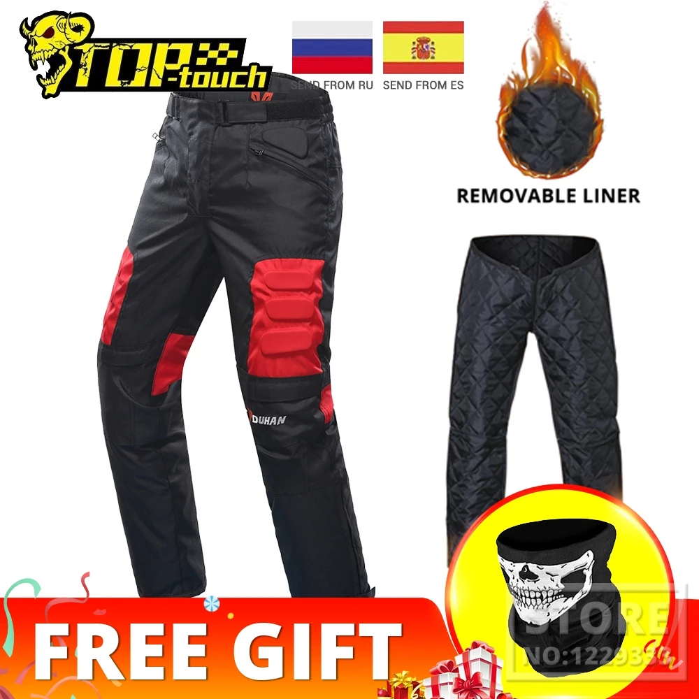 

DUHAN Men Motorcycle Pants Windproof Protective Gear Motocross Pants Motorcycle Riding Trousers Pantalon Moto Pants With Kneepad