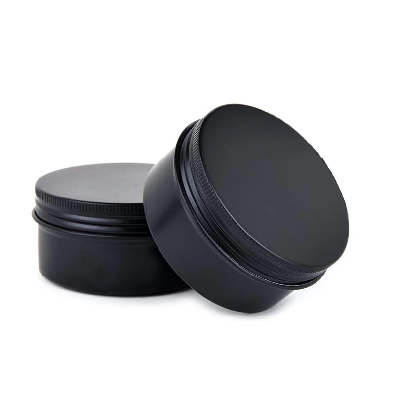 24Pcs 50g Metal Aluminum Round Tin Cans Box Black Empty Cosmetic Cream Jar Pot Case Screw Thread Lid Lip Balm Container