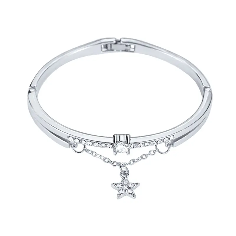 

2021 Rose Sweet Double Charm Bracelet Bangle Sweety Jewelry For Women Girl Pulseras Wholesale