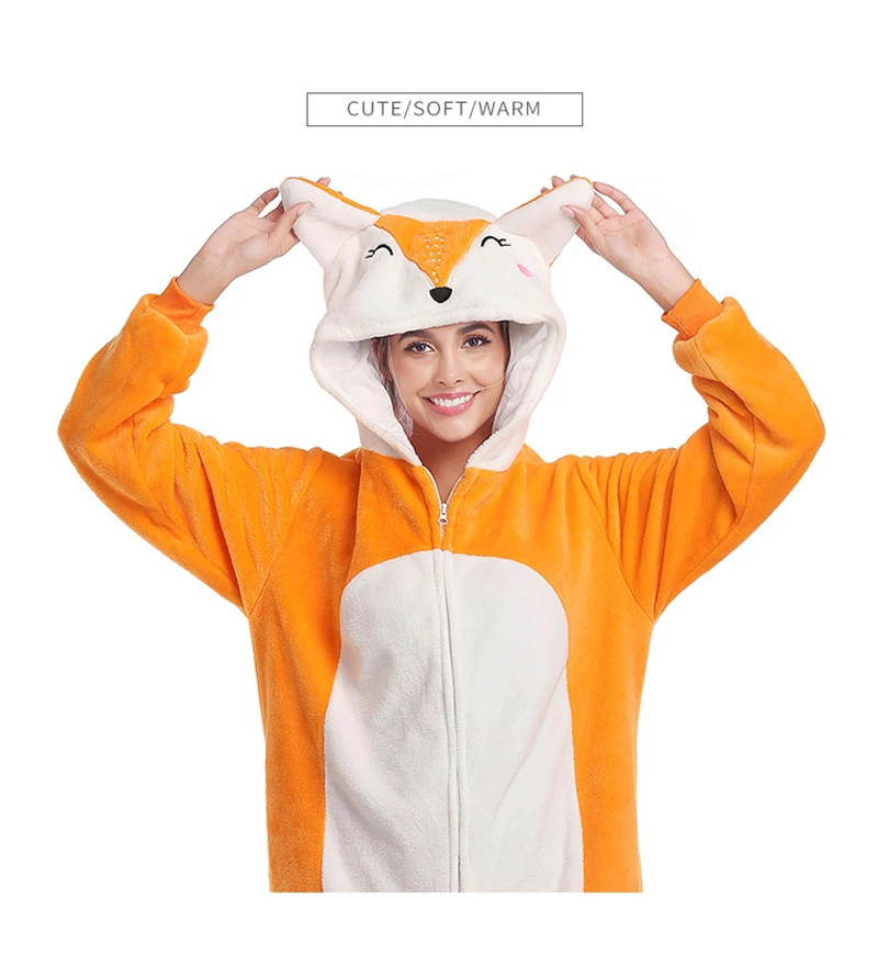 Пижама унисекс в виде лисы пижама животного цельнокроеная стиле для взрослых