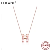 lekani genuine 925 sterling silver necklaces for women 2 colors circle h letter pendant necklaces female party fine jewelry