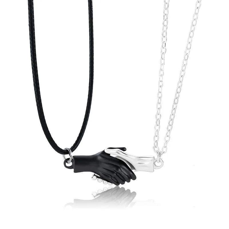 

2Pcs Magnetic Couple Necklaces Creative Hand in Hand Pendant Necklace for Women Men Fashion Jewelry Birthday Gift