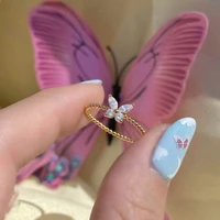 cute butterfly shining crystal ring for women girl princess luxury jewelry fashion party birthday butterfly animals gifts bff