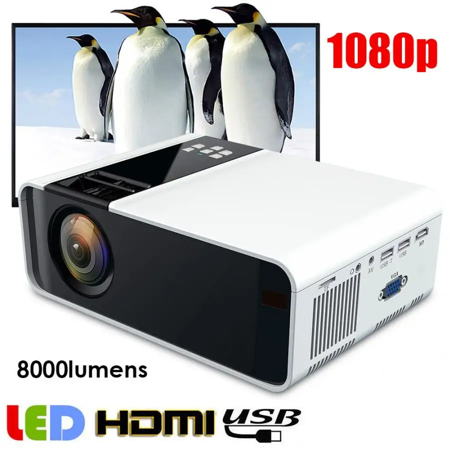 Портативный мини проектор W10 HD 1080P светодиодный красный и синий 3D 110 240 В