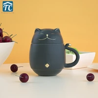 300ml cartoon ceramics lucky cat heat resistant mug with lid filter water cup coffee tea mugs children cup office drinkware gift