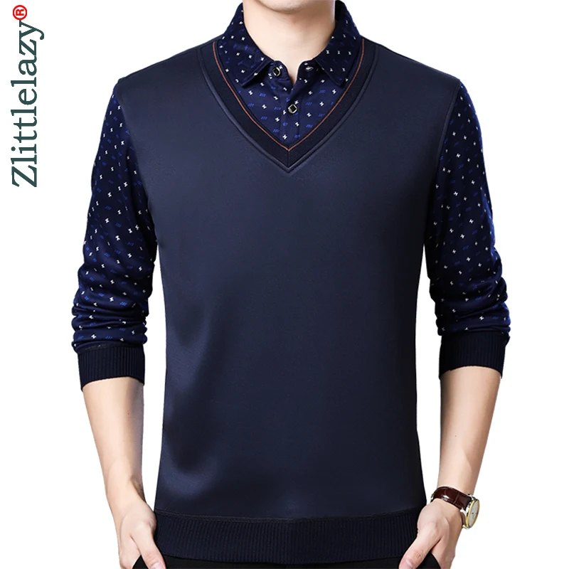 2021 Повседневная рубашка поло из двух частей мужская Джерси роскошная зимняя