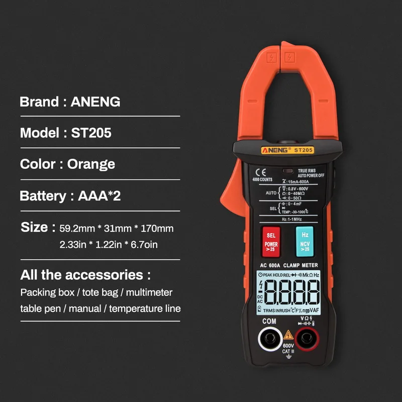 Цифровой мультиметр ST205 карманный портативный тестер бесконтактного напряжения