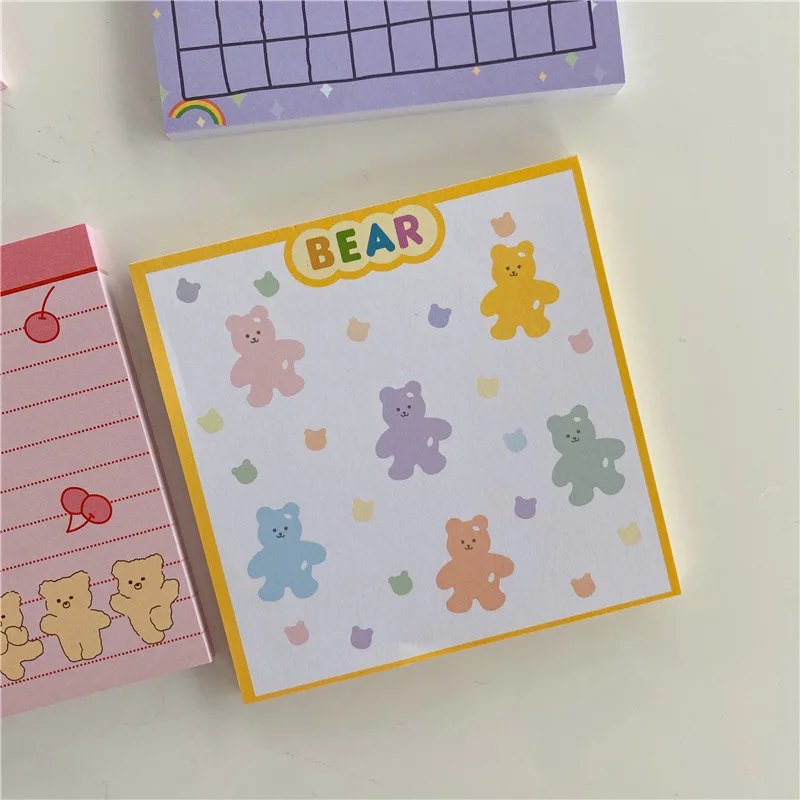 

Cute Bear Cartoon Pattern Note Paper Korean Girl Small Notebooks Grid Color Memo Pad Notepad Diy To Do List Kawaii Stationery