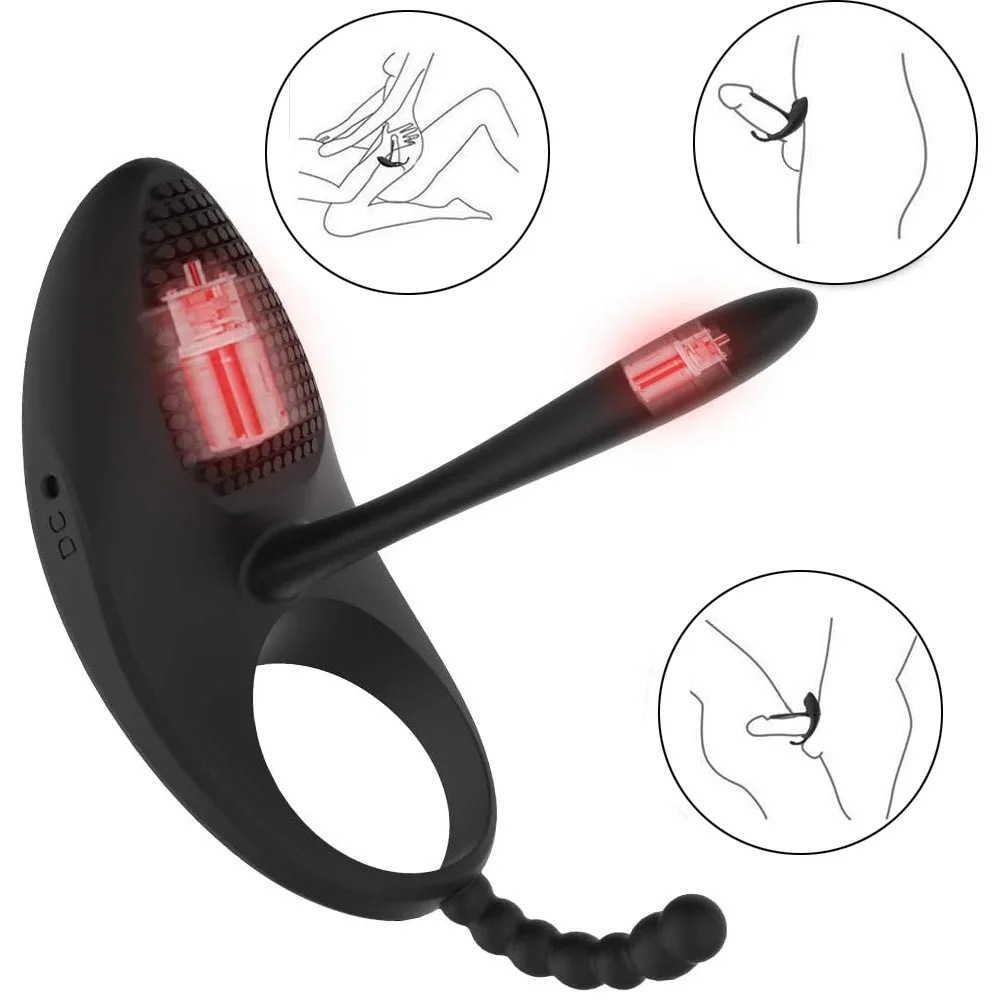 7 режимов вибрации двойной мотор для более жесткой эрекции вибрирующее кольцо на
