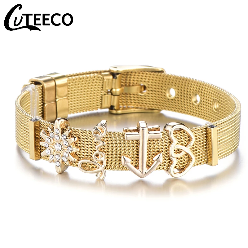 Дропшиппинг новинка модный браслет золотого цвета в форме сердца сетчатый