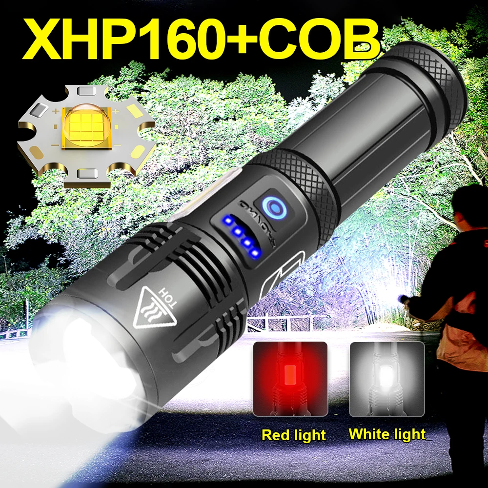 XHP160 Новый светодиодный фонарик 700000 люмен самый мощный COB перезаряжаемый