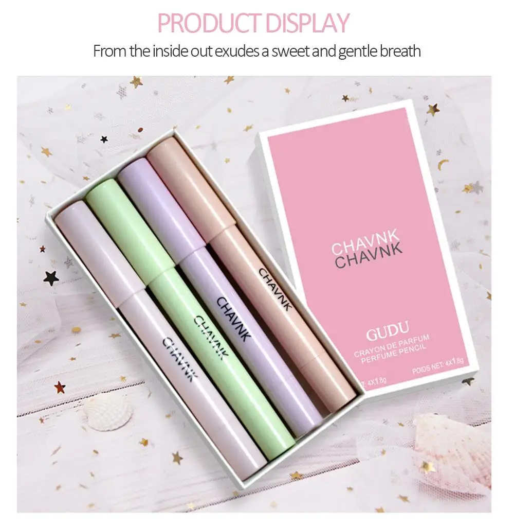 

4PCS/Set Portable Solid Stick Perfume Easy To Carry Lasting Fresh Light Fragrance Stay Long Fragrance Solid Perfume