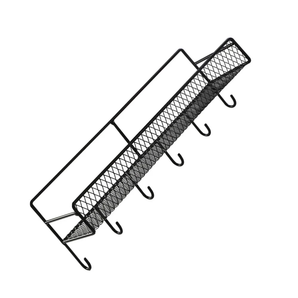 

1pc Wall-mounted Rack Wrought iron Storage Rack Bathroom Storage Rack (Black)