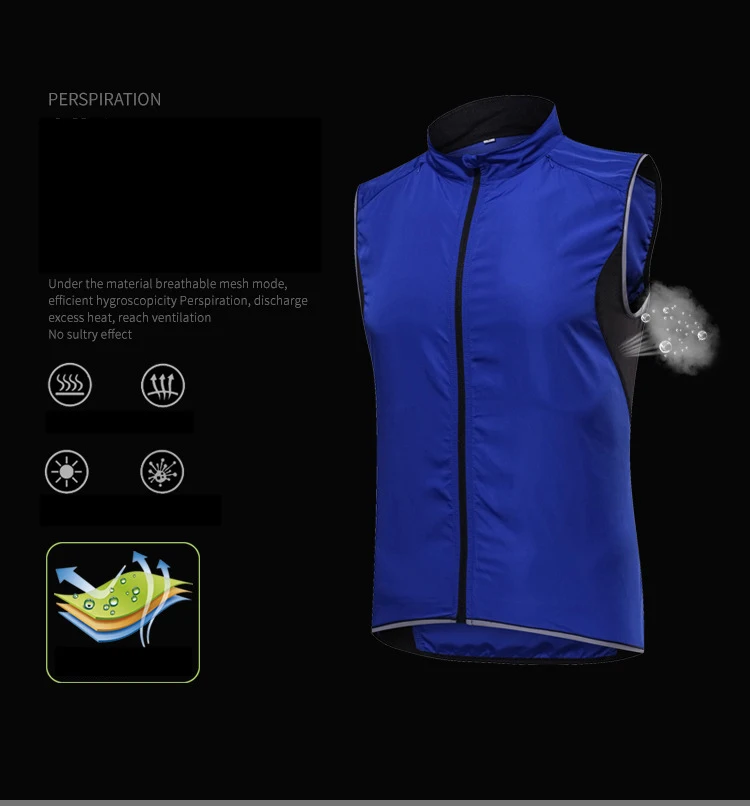 2019 ветрозащитный велосипедный жилет Мужская дышащая Светоотражающая ветровка