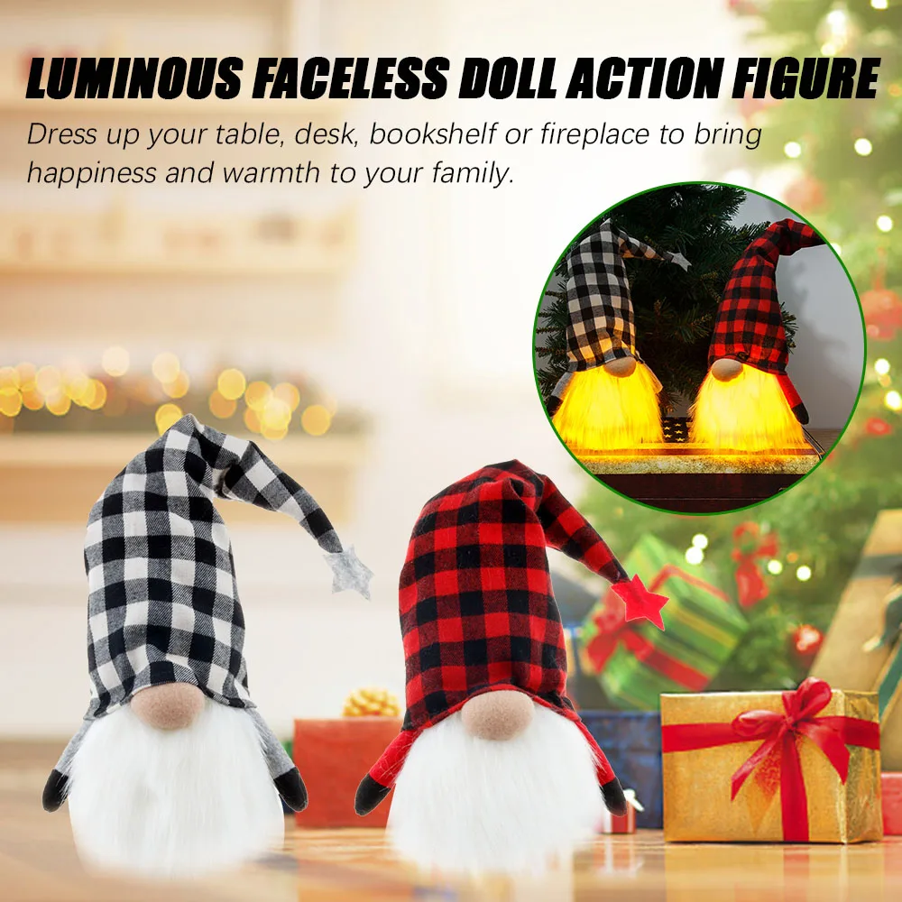 

45cm Christmas Gnomes with Light Plush Rudolph Dwarf Decoration Glowing Elderly Doll Xmas Ornaments for Holiday Party Home Decor
