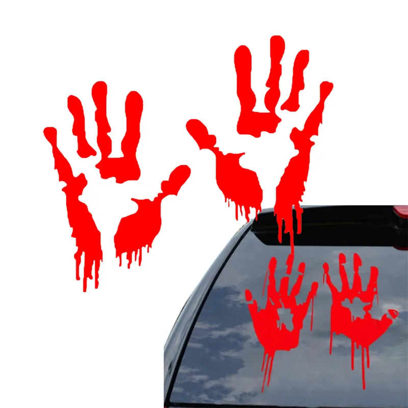 

Red Bloody Blood Hand Print Vinyl Car Decal Zombie Creepy Dead Sticker Creepy