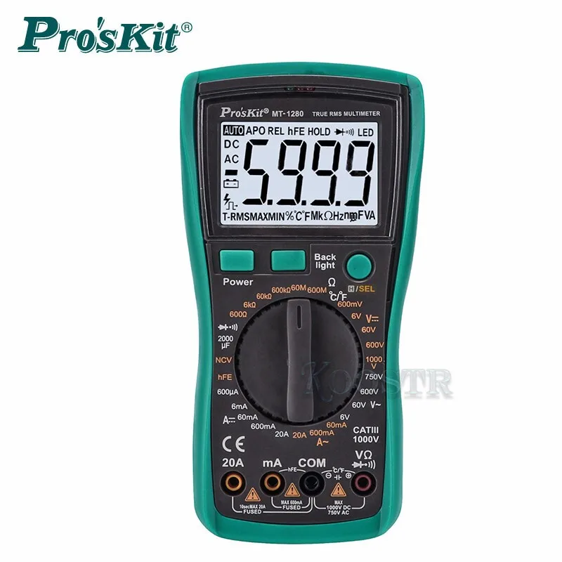 Pro'skit MT-1280 3 5/6 true RMS высокоточный автоматический цифровой дисплей анти-горение