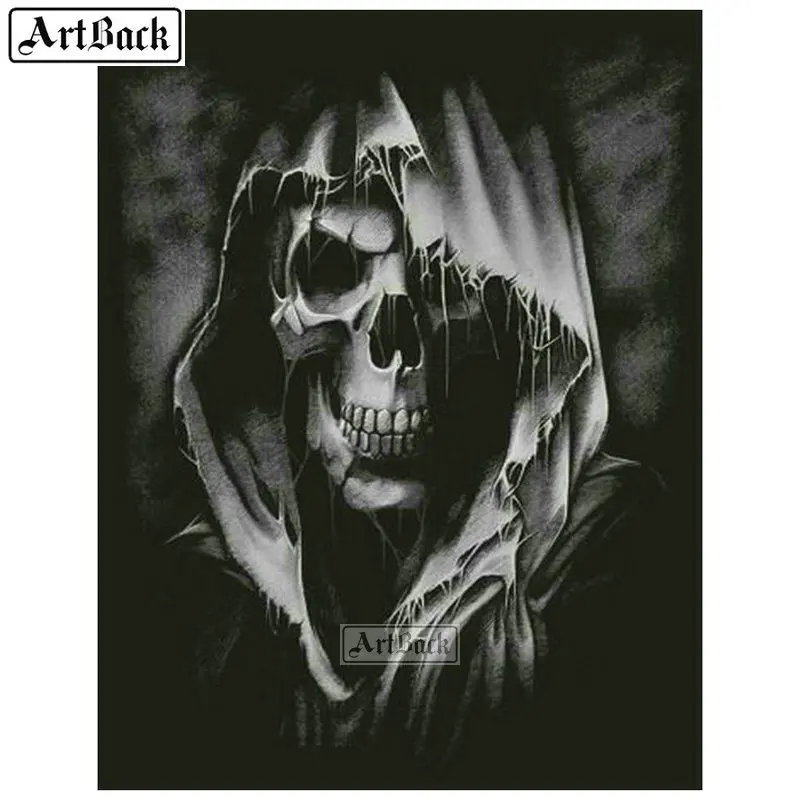 5d алмазная живопись Череп полностью квадратные и круглые иконы смерти ручная