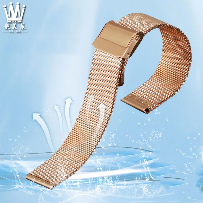 Mesh Belt Men and women brand stainless steel watchband for CK AR1957 AR2067 black silver rosegold watch strap images - 6