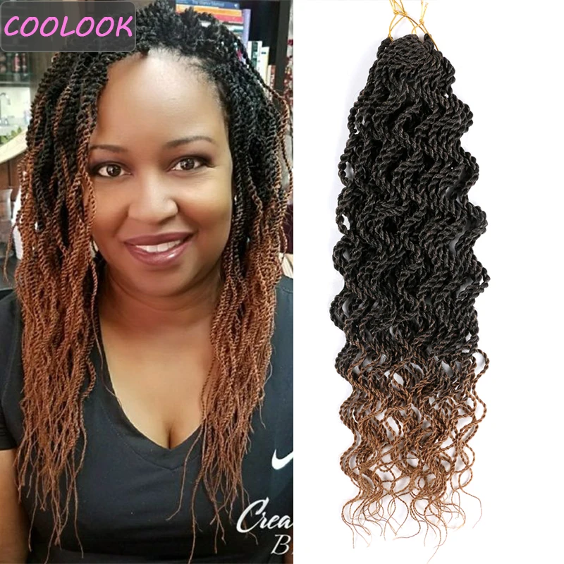 

18''Wavy Twist Braiding Hair Extension Ombre Brown Pre Twisted Crochet Hair for Afro Women Natural Synthetic Crochet Braids Hair