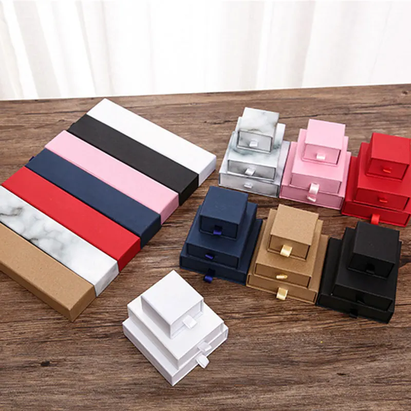 

Fashion Jewelry Boxes and Packaging Drawer Type Box Ring Bracelet Necklace Earring Holder Display Paper Gift Boxes for Jewelry