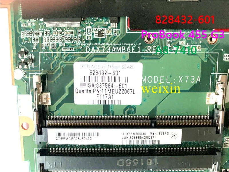Материнская плата 828432-601 для ноутбука HP ProBook 455 G3 455-G3 445 материнская с