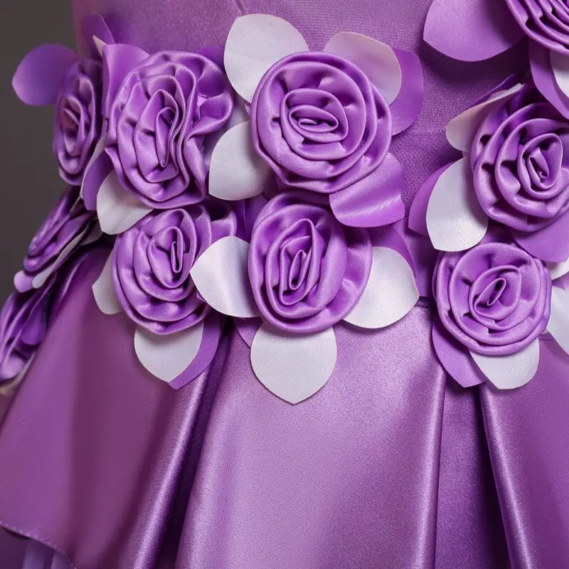 

Flower Girls Dresses Elegant Sleeveless Appliques Jersey Lace O-Neck Knee-Length Vintage Cute Bow Kids Party Princess Gown F303