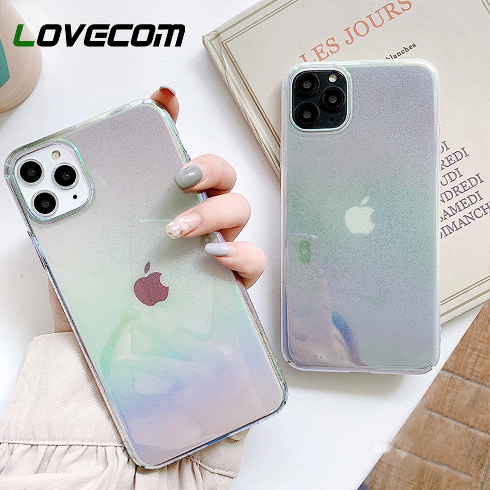 Градиентный Радужный блестящий чехол для iPhone 12 Mini 11 Pro Max XR X XS 7 8 Plus жесткий