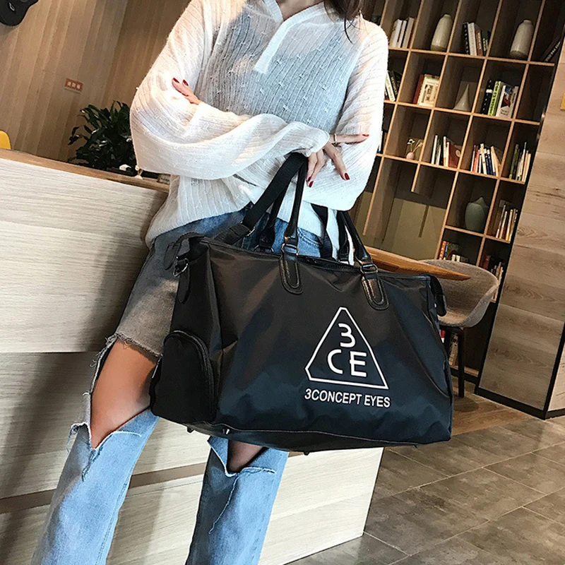 Jiessie&ampAngela Large Travel Bag Women Black Hand Bags Luggage Duffle Multifunctiona Suitcase Waterproof Fitness | Багаж и сумки