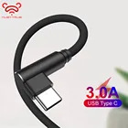 Кабель USB Type C 90 градусов для быстрой зарядки и передачи данных, кабели USB C для Samsung S10 Huawei Xiaomi Redmi Note 7 USBC, телефонный кабель